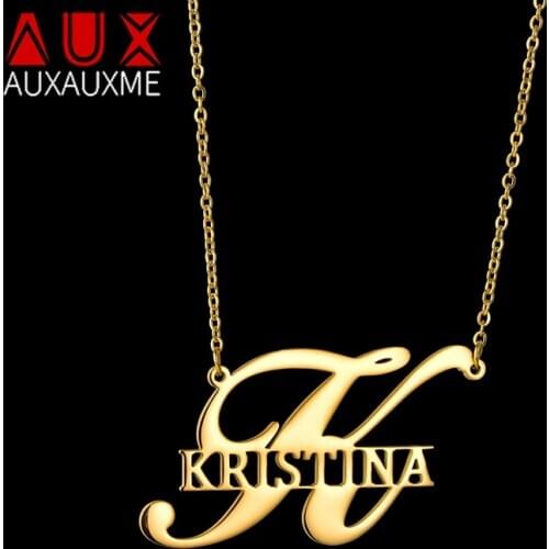 Auxauxme Custom Name Necklaces Personalized Big First Letters Nameplate Choker Necklace Women Men Jewellery Gifs Dropshipping