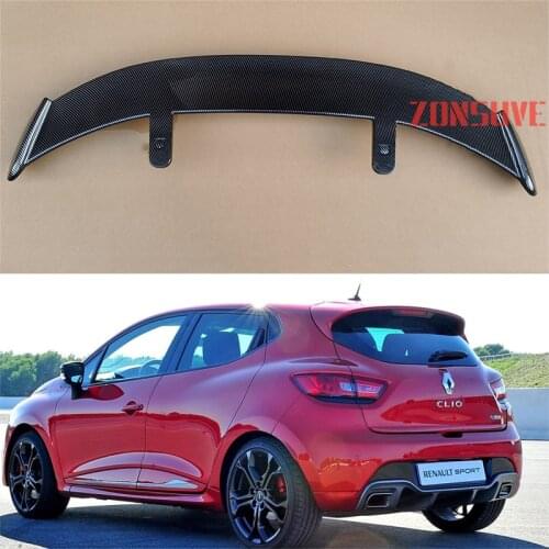 Use For 2013-2018 Renault Clio Spoiler ABS Plastic Carbon Fiber Look Hatchback SUV Roof Rear Wing Body Kit Accessories