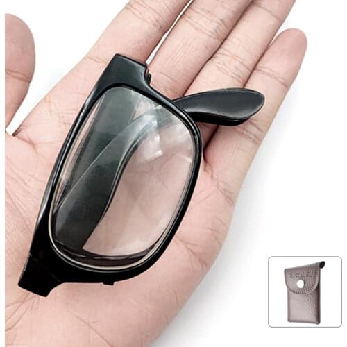 Portable Folding Reading Glasses Presbyopic Foldable Glasses Lightweight Anti-blue Ray Low-Bridge Full Frame Black +150 250