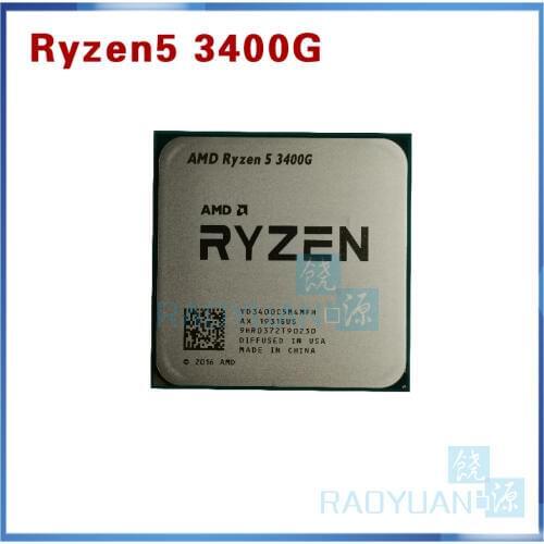 AMD Ryzen 5 3400G R5 3400G 3.7 GHz Quad-Core Eight-Thread 65W CPU Processor YD3400C5M4MFH Socket AM4