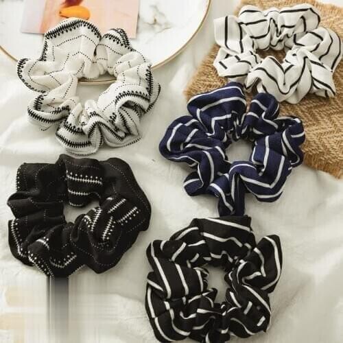 New Fashion Girl Hair Accesorios Ladies Hair Tie Striped Lady Scrunchies Hair Female Holder Rope Rubber Bands Hair Accessories