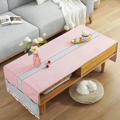 Fashion Home Nordic style cotton and linen Rectangle waterproof yellow/pink tablecloth Table flag Tea table cover