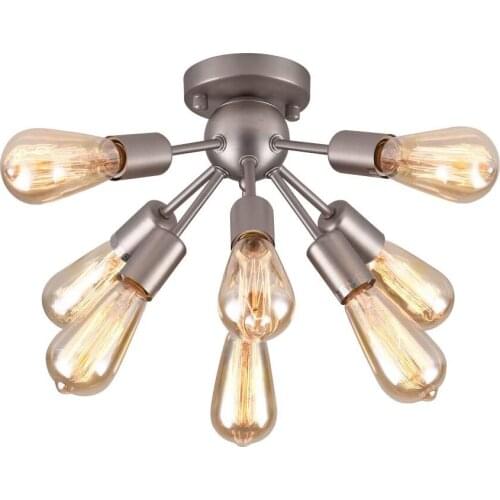 Modern Mid-Century Semi-Flush Mount Sputnik Ceiling Light with 8 Lights for Foyer Entry Way Hallway Kitchen Dining Room
