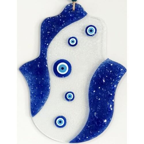 Large Size Hand Patterned Evil Eye Beads Fusion Glass Wall Ornament