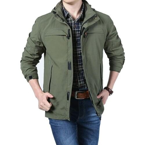 Spring Autumn Jacket Men Military Jackets Coats Hooded Collar Outdoor Windbreaker Men Outwear Veste Homme Men Clothing