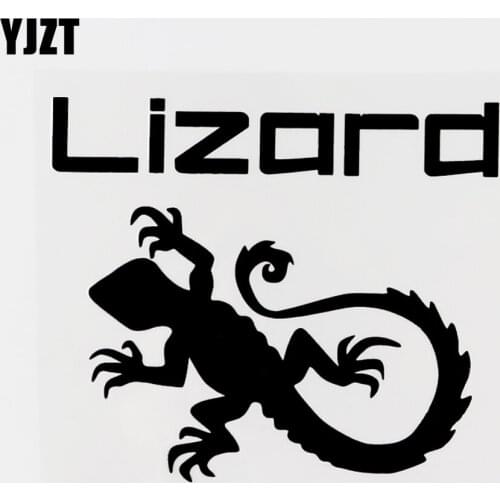 YJZT 13.2CM×11.3CM Funny Crawling Animal lizard Vinyl Decal Car Sticker Black/Silver 13F-0059