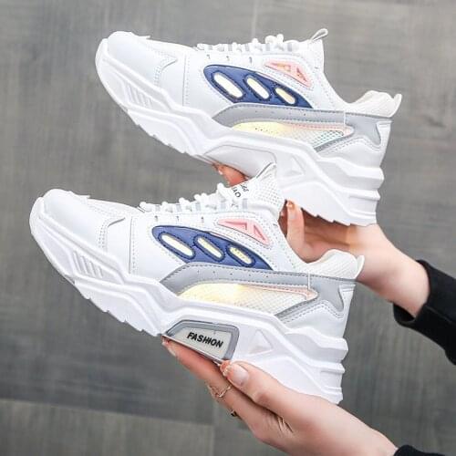 Women Shoes 2021 Breathable Platform Sneakers Mesh Casual Sports Shoes Female Fashion Lace Up High Leisure Women Vulcanize Shoe