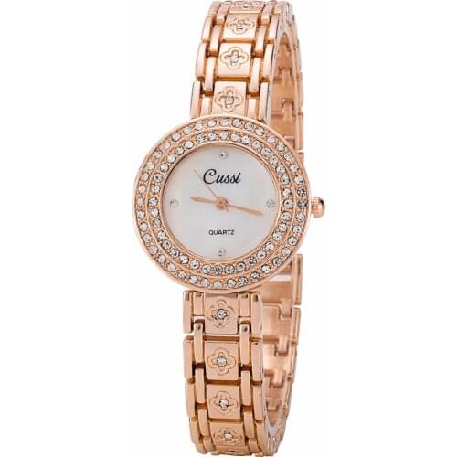 WA187 CUSSI Women Bracelet Watches Flower Luxury Rhinestone Ladies Dress Watches Quartz Wristwatches relogio feminino