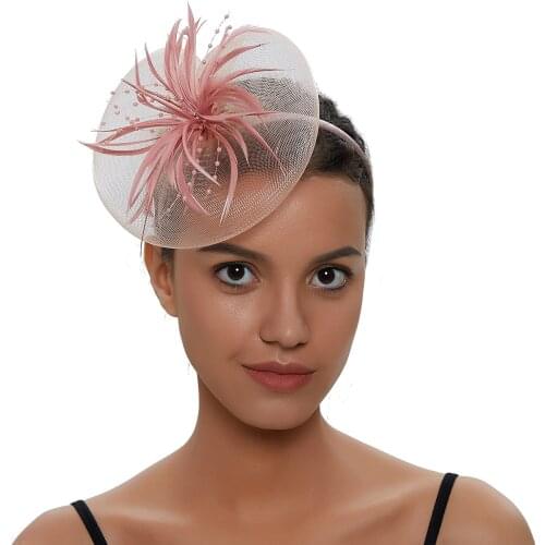 Women Flower Fascinator Hat Hair Hoop Feather Cocktail Tea Party Girls Hair Accessories Birthday Wedding Party Decoration