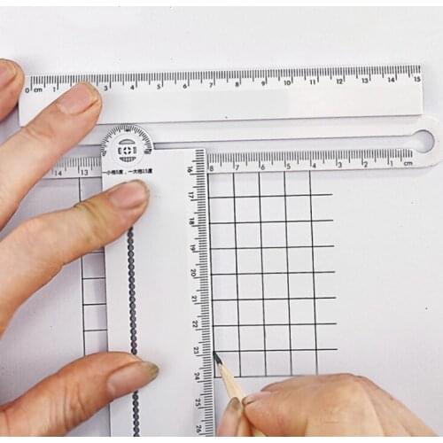 1pcs Simple Style 30cm Transparent Rectangle Ruler Protractor Student Stationery Multifunction Drawing Tool Supplies