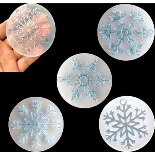 1pcs UV Resin Jewelry Liquid Silicone Mold Christmas Snowflake Resin Charms Molds For DIY Pendant Jewelry Making Finding Molds