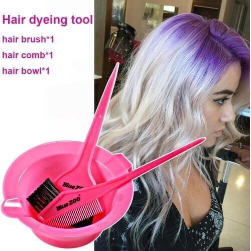 3PCS/SET Hair dyeing tool pink black color hair dye brush baked oil bowl DIY home use hair care tool BZ186
