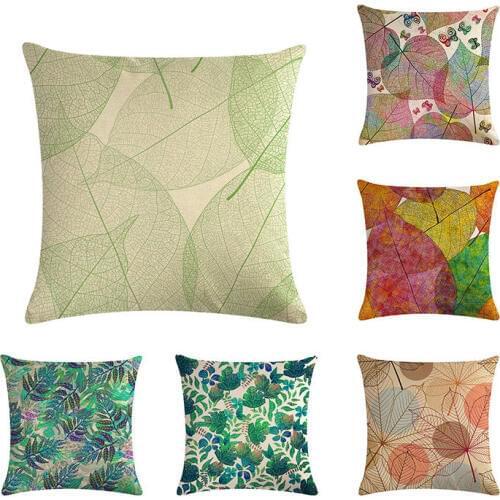 45x45cm leaves pattern Cushion cover Plant Printed pillowcases Cotton Linen Colorful Pillow covers For Sofa Office