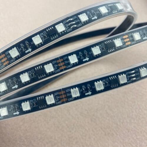 5m DC12V 60leds/m 20pcs ws2811 ic/meter(20pixels) led digital strip;IP68;waterproof in silicon tube;BLACK PCB