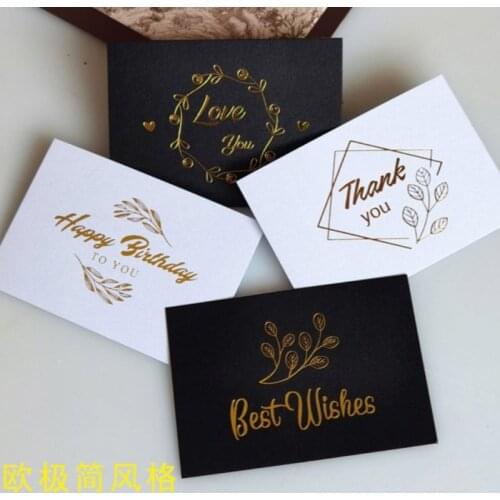 50PC Small Bronzing Single Page Type Greeting Card Thank You Card Wedding Birthday Party Invitations Flower Shop Gift Blank Card