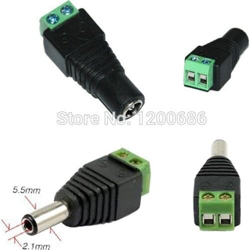 Male And Female 2.1x5.5mm Jack DC Power Adapter for CCTV Camera-Black