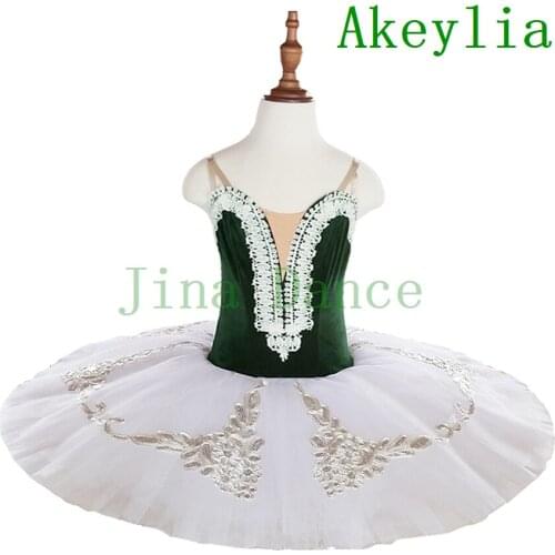 Velvet Green Whtie Pre-Professional Ballet tutu ballerina adult pancake tutu dress Kids practice ballet stage costumes for child