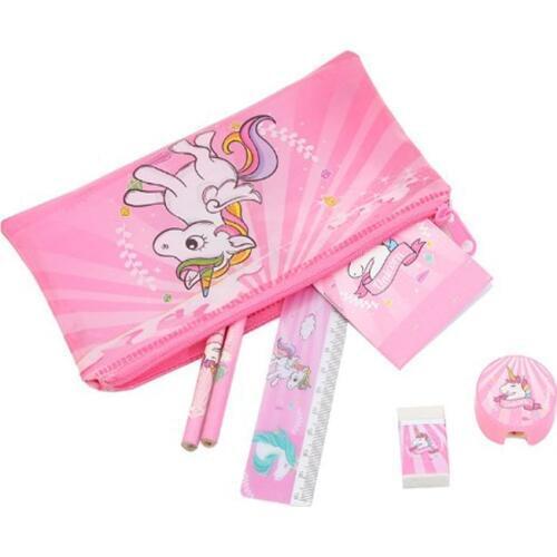 Freeship 7pc/set unique Pink UNICORN THEME party stationary assortment for girls party toys favors gifts loot bag pinata fillers