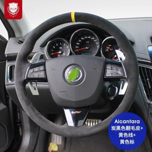 Steering wheel cover for Cadillac CT65 CT4 XT6 XT5 XT4 Real Alcantara suede hand-sewn grip cover car accessories Auto parts