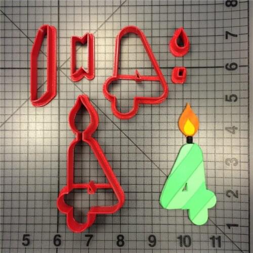 Birthday Digital Candle 4 Cookies Die Cutting Kitchen Baking Supplies Home DIY Cake Icing Decoration Kit 3D Printed Custom Seal
