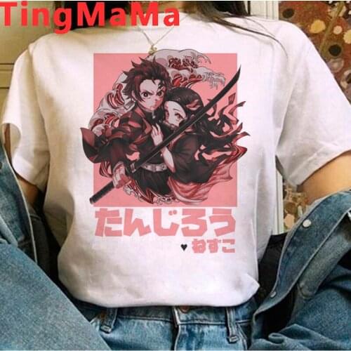 Demon Slayer Kimetsu No Yaiba Tanjirou Kamado top tees t-shirt women vintage casual print couple clothes top tees plus size