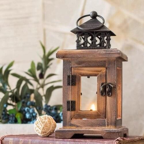 Wooden Candlestick Anti-rust Elegant Ornamental Vintage Tealight Candle Holder Hanging Garden Decor for Home