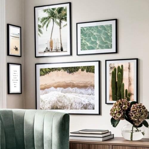 Surfboard Coconut Tree Beach Cactus Quote Wall Art Canvas Painting Nordic Posters And Prints Wall Pictures For Living Room Decor