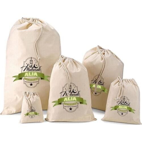 Personalised Eid Gift Bag with your text Bachelorette party Holder Bag Alia Design Sack baptism gift bag canvas bithday gift bag