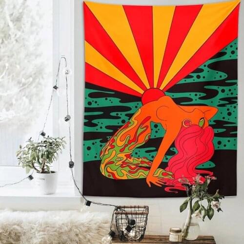 INS style background cloth Aesthetic Tapestry Wall Hanging Colorful Home Psychedelic Tapestry Living Room Bedroom Boho Decor