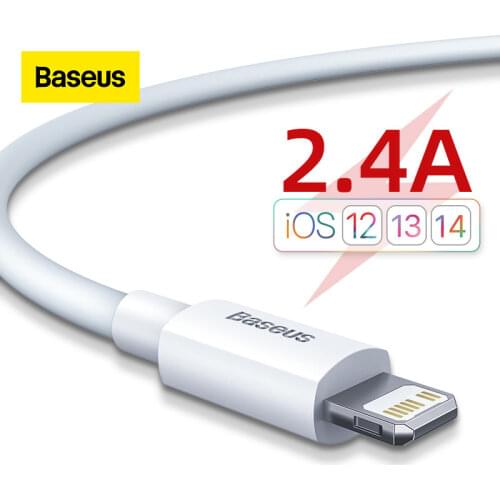 Baseus 2.4A USB Cable for iPhone 11 11 Pro 8 X Xr 2pcs Fast Charging USB Cable Data Sync Cable Phone Charger Cable Wire Cord