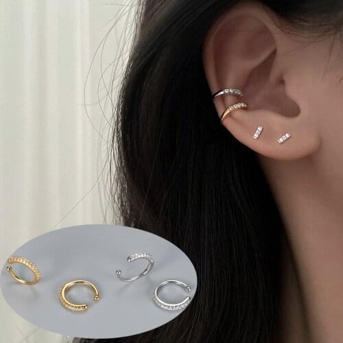 KISSLOVE Small Zircon Rhinestone Ear Clip Non Pierced Ear Cuff Set Gold Women Punk Jewelry Trend Gift Earrings Clip