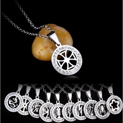 Eagle Star Round Stainless steel Pendant Necklace For Women Girls Fashion Geometric Charm Choker Collar Jewelry Gifts