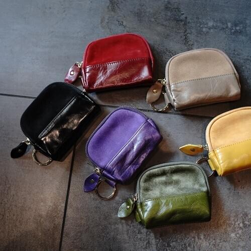 Matte Leather Stitching Coin Purse Ladies Short Leather Zipper Coin Purse Mini Wallet Portfel Wallet Small Objects Women