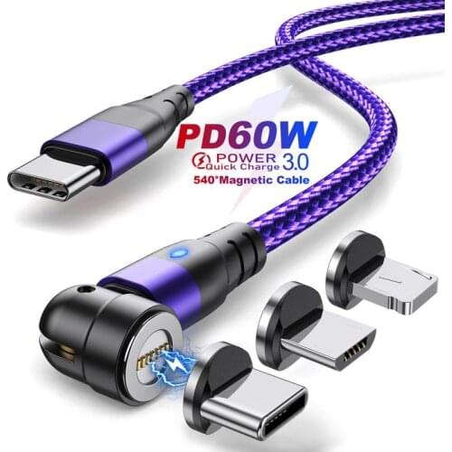 Magnetic USB C Cable For iPhone 12 Xiaomi Samsung MacBook Type C Cable LED Fast Charging Data Charge Micro USB Cable Cord Wire