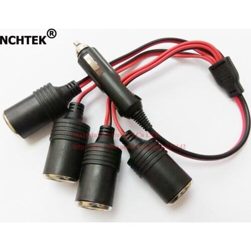 NCHTEK 12V~24V Car Cigarette Lighter Male to 4 Female Socket Plug Connector Adapter Cable/Free DHL Shipping/50PCS