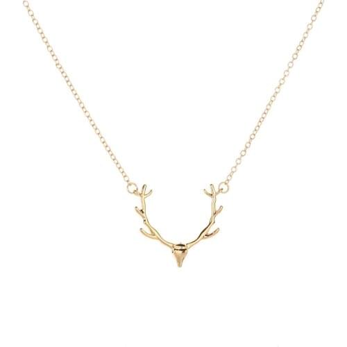New cute antler pendant necklace, fashionable Christmas auspicious deer head birthday gift.Give gifts to friends