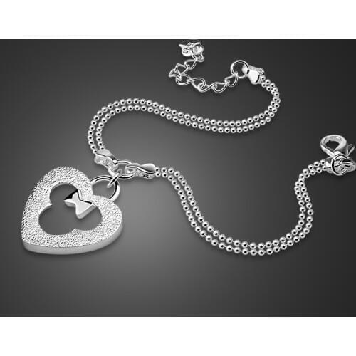 New Design Cute Mickey Heart Bracelet Women 100% 925 Sterling Silver Hand catenary Girl Jewelry Holiday gifts