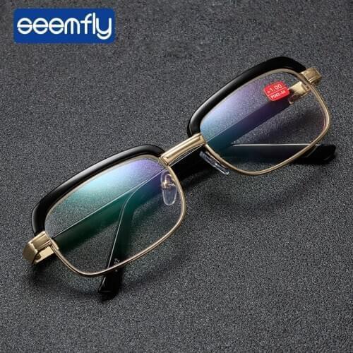 Seemfly Optical Glass Reading Glasses With Blue Film Presbyopia Eyeglasses For Women Men Diopter With +1 +1.5 +2 +2.5 +3 +3.5 +4