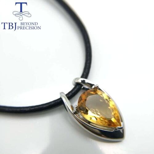 TBJ ,V shape pendant in 925 sterling silver with nautral citrine with gift box,elegant design pendants