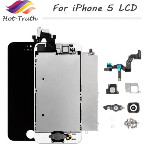 Full Set Complete Assembly LCD Display For iPhone 5 5C 5S LCD Touch Screen Digitizer Home Button Front Camera+Speaker with Tools