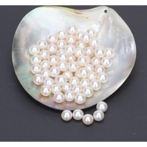 Half Drilled Cultured Freshwater Pearl Round natural 2pair white AAA Grade 2mm--9.5mm Jewelry Accessories Pearl Beads