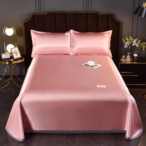 Bedding Sheet Home Textile Ice Silk Solid Color Flat Sheets Bed Sheet Bedding Linen For King Queen Size