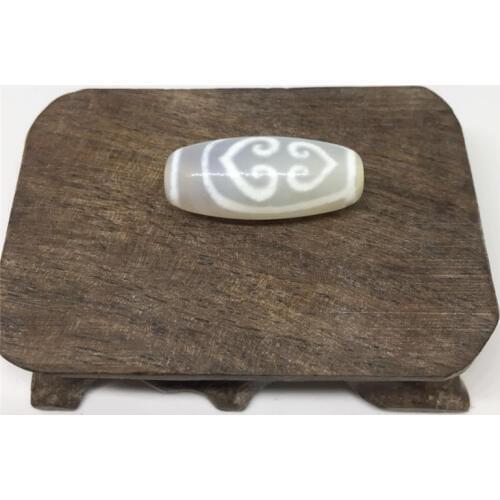 Rare Patterns Special double hearts 12mm*25mm White Color Natural Agate Amulet Dzi Beads for Bracelet DIY Jewelry Making