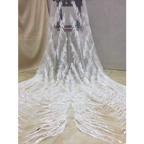 Romantic beaded lace for bridal dress embroidery tull net lace fabric ZH-3243 with super quality