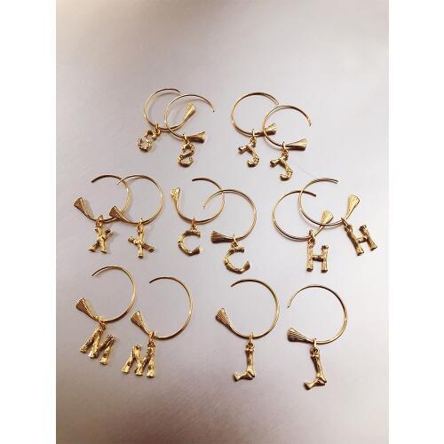 Rongho Vintage Metal letter hoop earrings pendant for women Gold circle earrings brand Punk jewelry new party bijoux