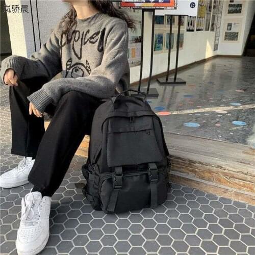 Teenage Backpacks Students Backpack Large Capacity Travel Bag Women Solid Simple Harajuku Chic Fashion Retro Unisex High Street