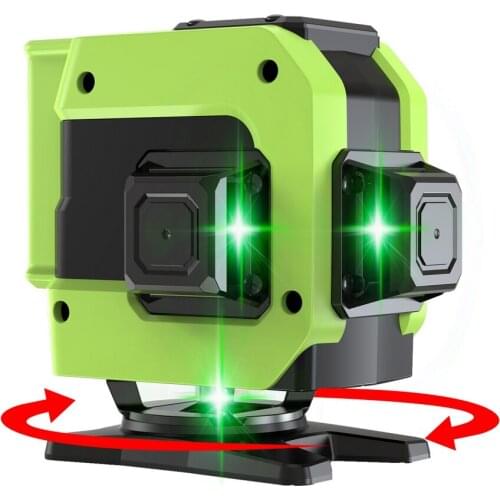 16/12 Line Laser Level Meter Green Line Self-leveling 360° Horizontal and Vertical Cross Laser Beam Line Brightness Adjustable