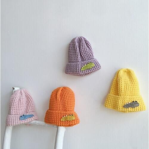 Kids Children Knitted Baby Boy Cap Kids Baby Girls Hat Warm Baby Winter Hats for Casquette Baby Bonnet Cute Cartoon Dinosaur Cap