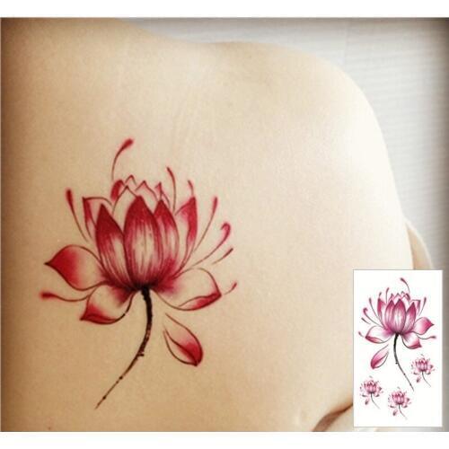 SHNAPIGN Pink Lotus Flash Tattoo Hand Sticker 10.5*6cm Small Waterproof Henna Beauty Temporary Body Sticker Art FREE SHIPPING