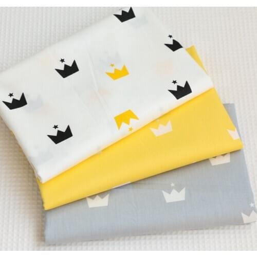 Crown Prints Twill Cotton Fabric Patchwork Cloth Material Suede Fabric Other Fabric Plain 100% Cotton Piece Warp Woven 50*160cm